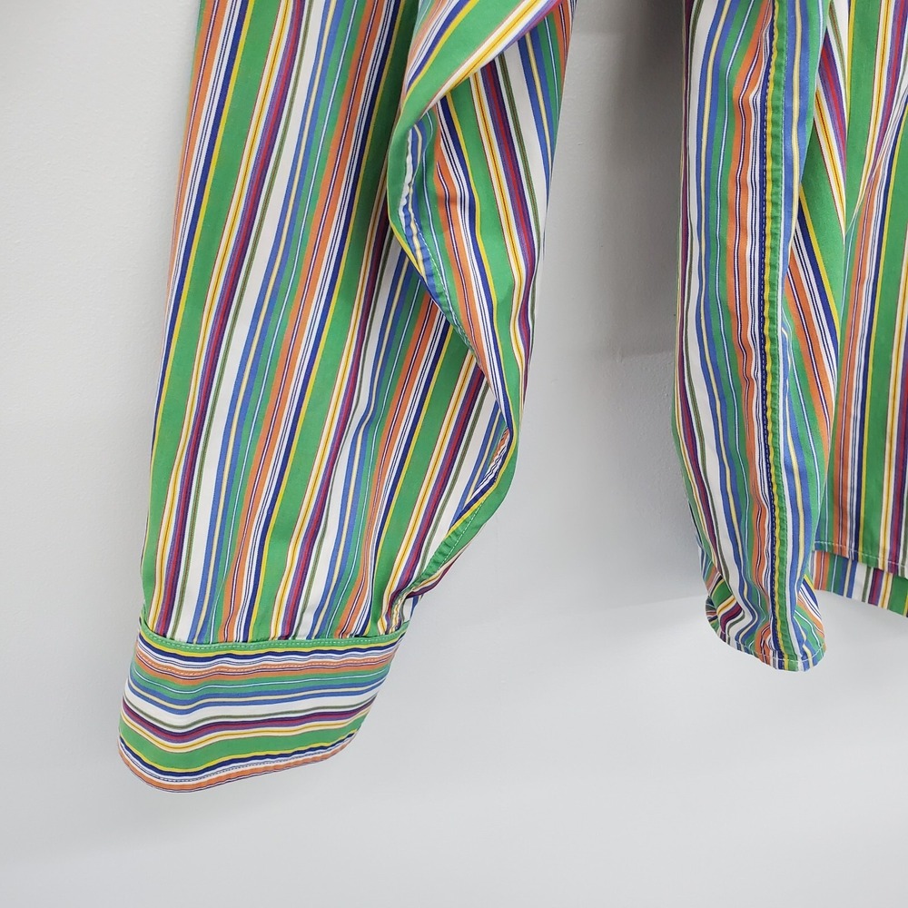 Lauren Ralph Lauren Womens PM Multicolor Stripe Button Front Cotton‎ Blouse Top - Picture 6 of 16